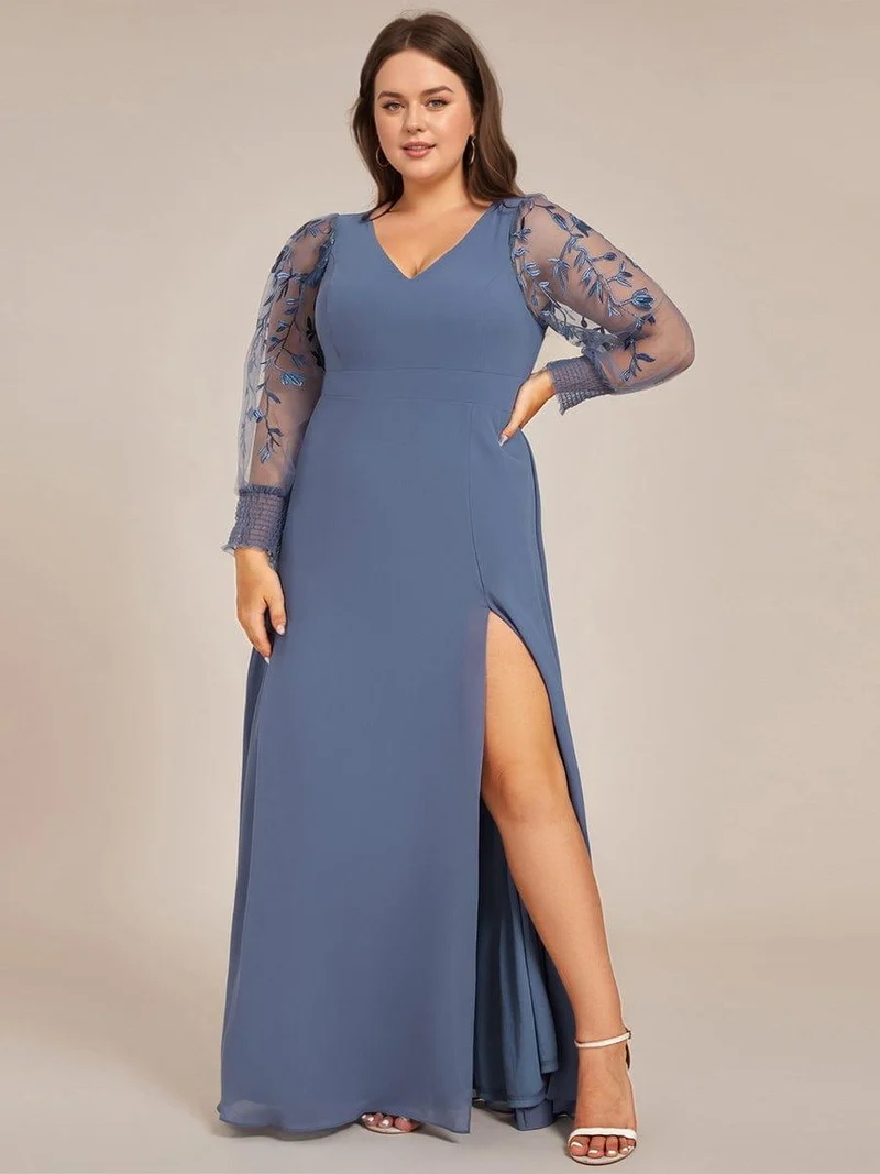 ever RYLEE|Robe de soirée transparente en mousseline à manches longues