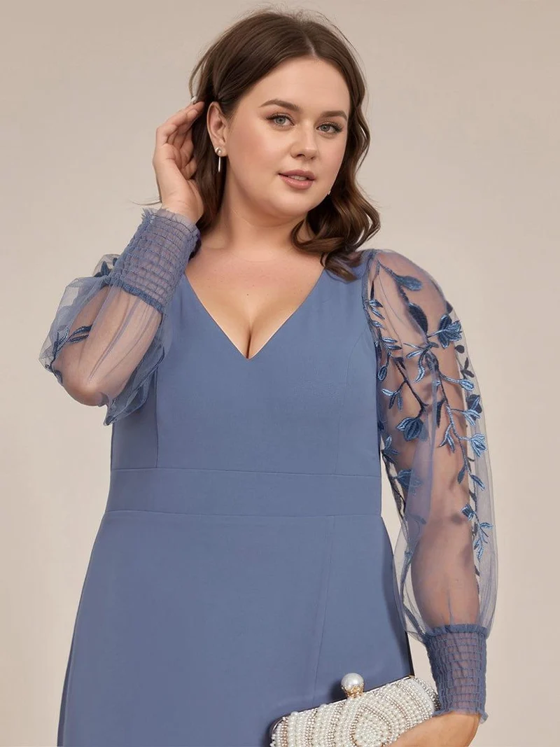 ever RYLEE|Robe de soirée transparente en mousseline à manches longues