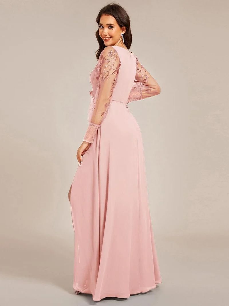 ever RYLEE|Robe de soirée transparente en mousseline à manches longues