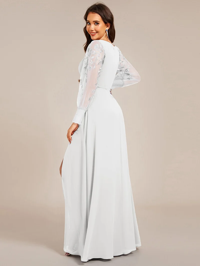 ever RYLEE|Robe de soirée transparente en mousseline à manches longues