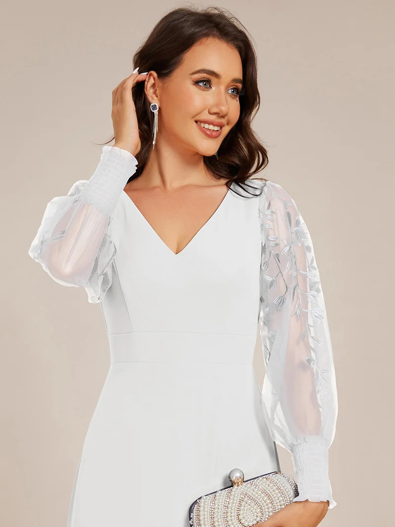 ever RYLEE|Robe de soirée transparente en mousseline à manches longues