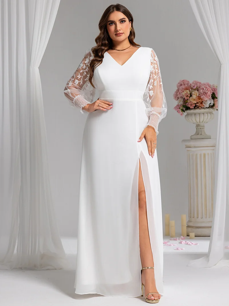ever RYLEE|Robe de soirée transparente en mousseline à manches longues