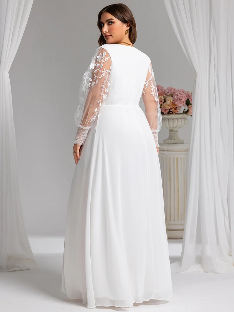 ever RYLEE|Robe de soirée transparente en mousseline à manches longues