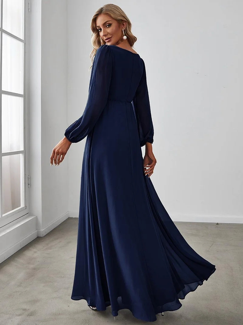 ever AMOUR|Robe de soirée longue et élégante avec manches lanternes