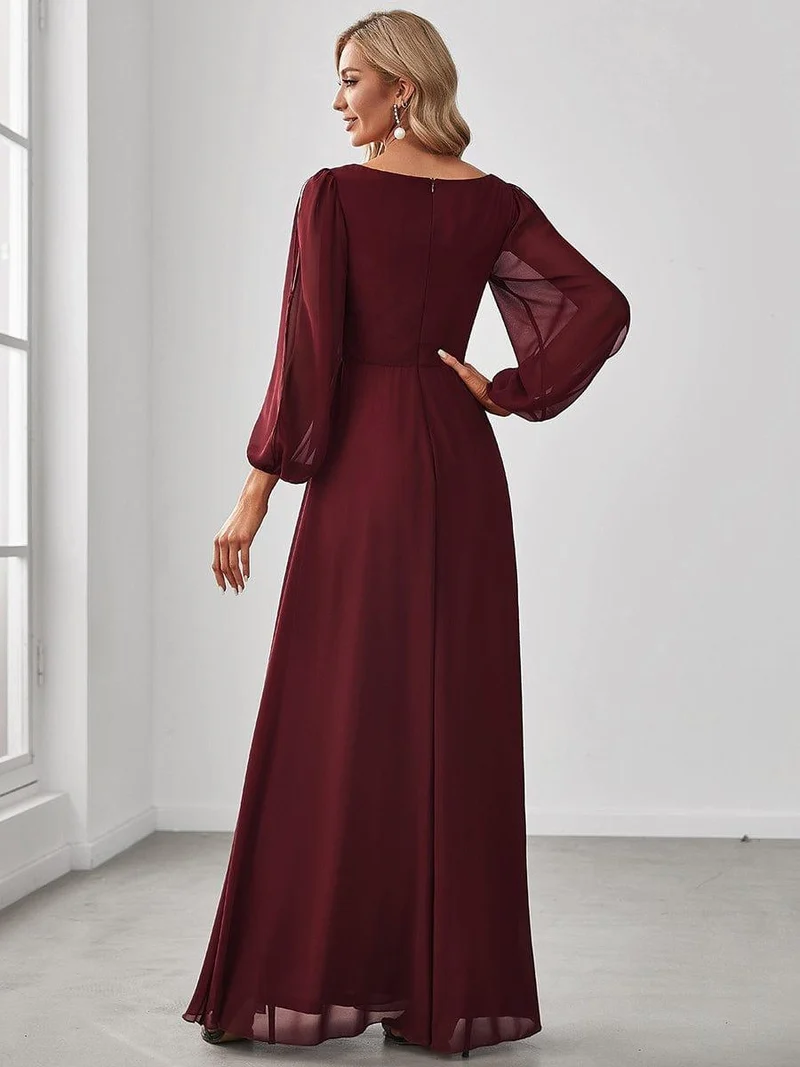 ever AMOUR|Robe de soirée longue et élégante avec manches lanternes