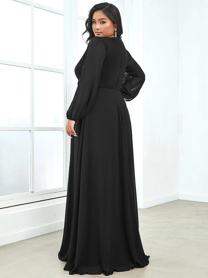 ever AMOUR|Robe de soirée longue et élégante avec manches lanternes