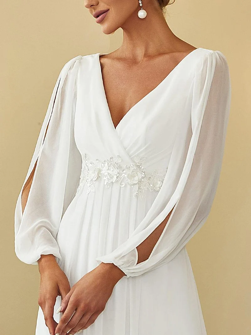 ever AMOUR|Robe de soirée longue et élégante avec manches lanternes
