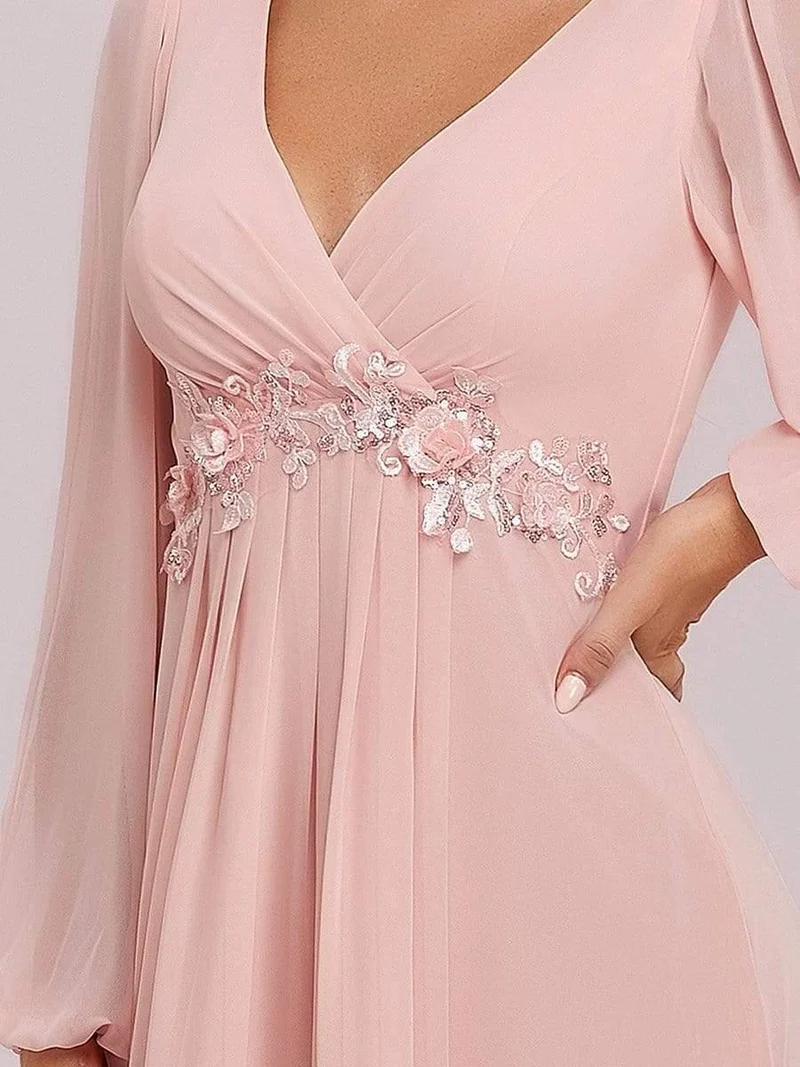 ever AMOUR|Robe de soirée longue et élégante avec manches lanternes
