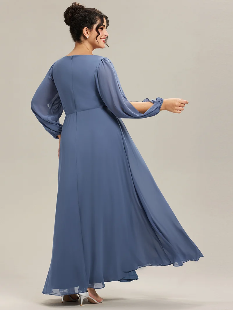 ever AMOUR|Robe de soirée longue et élégante avec manches lanternes