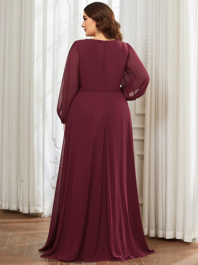 ever AMOUR|Robe de soirée longue et élégante avec manches lanternes