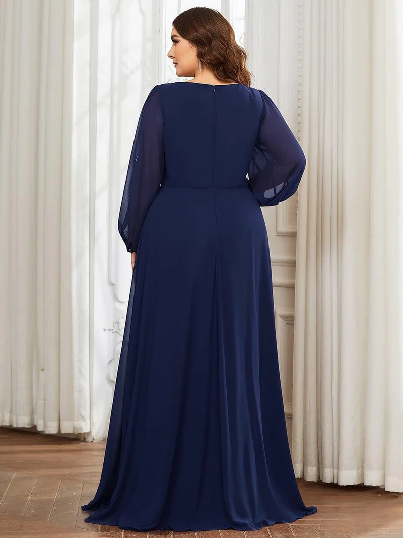 ever AMOUR|Robe de soirée longue et élégante avec manches lanternes