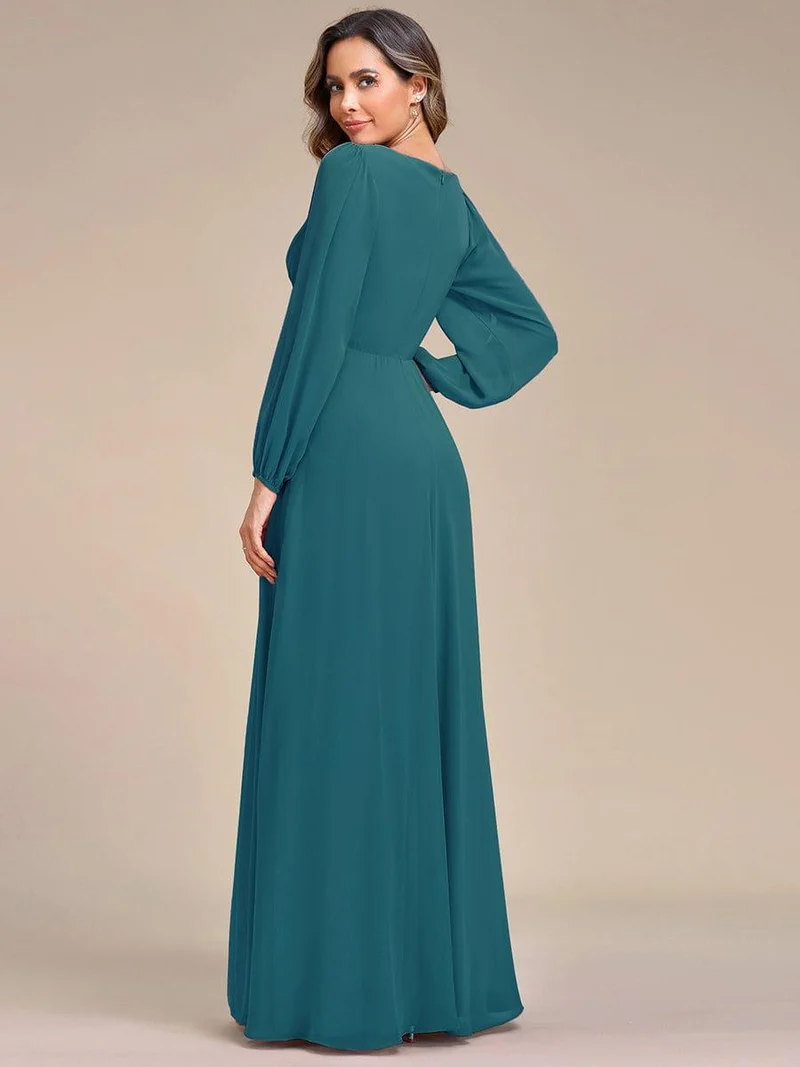 ever AMOUR|Robe de soirée longue et élégante avec manches lanternes