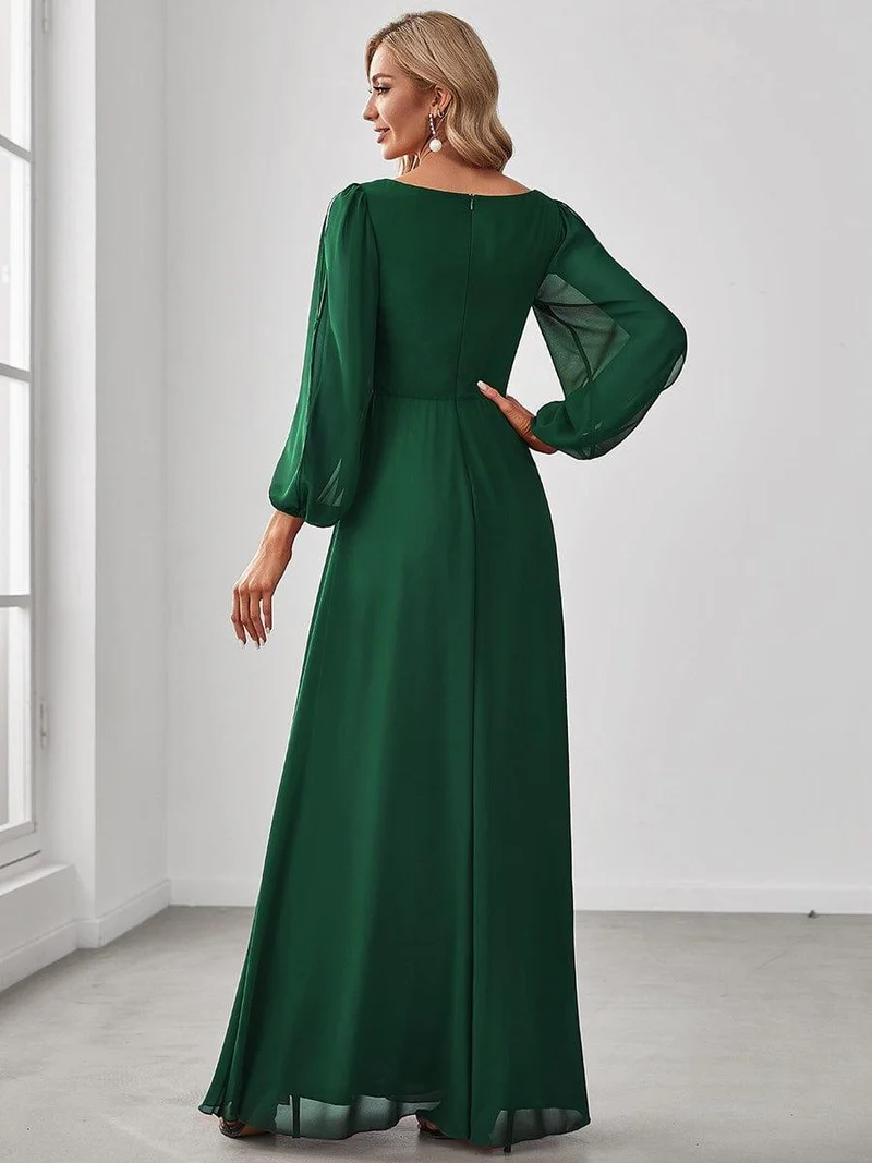 ever AMOUR|Robe de soirée longue et élégante avec manches lanternes