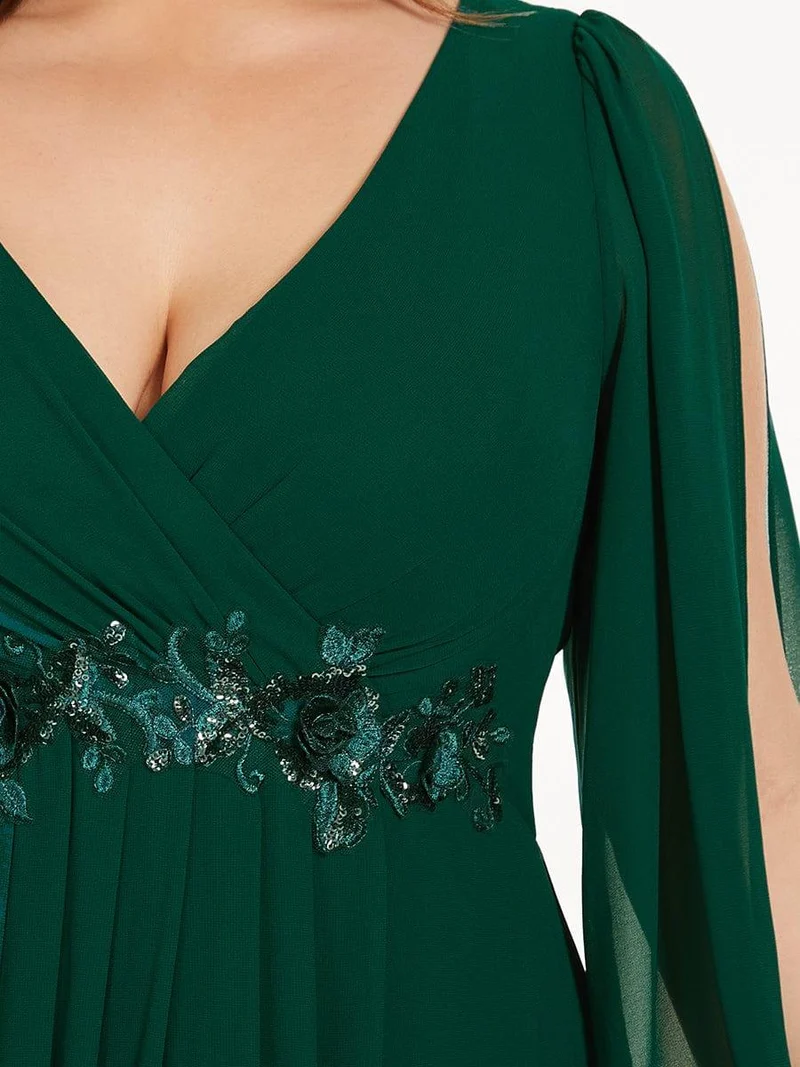 ever AMOUR|Robe de soirée longue et élégante avec manches lanternes