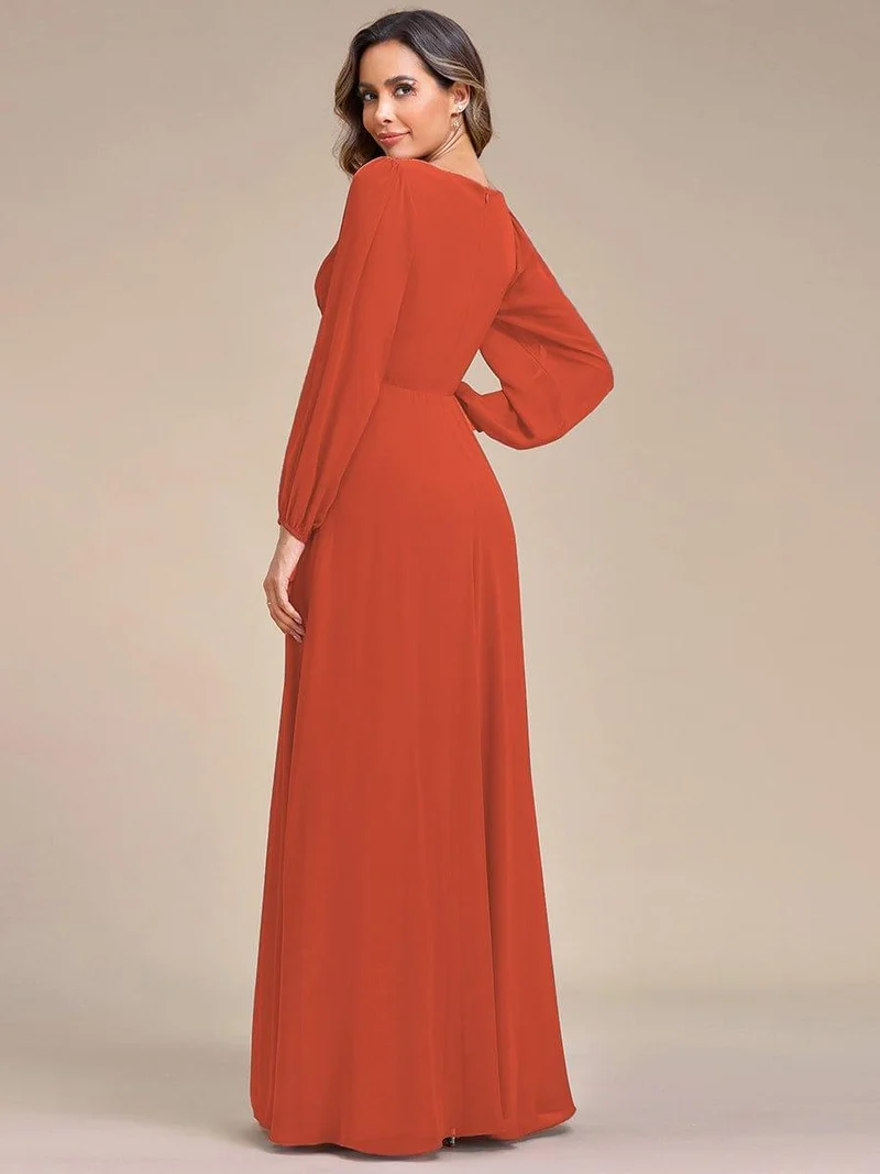 ever AMOUR|Robe de soirée longue et élégante avec manches lanternes