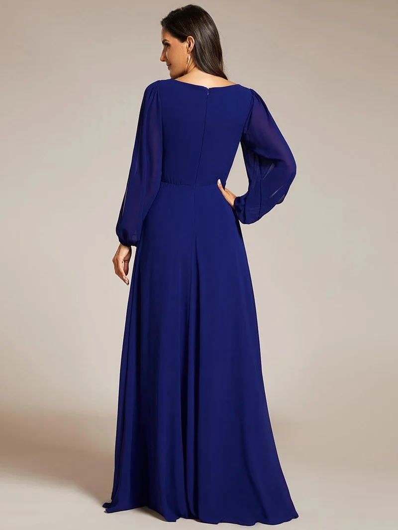 ever AMOUR|Robe de soirée longue et élégante avec manches lanternes