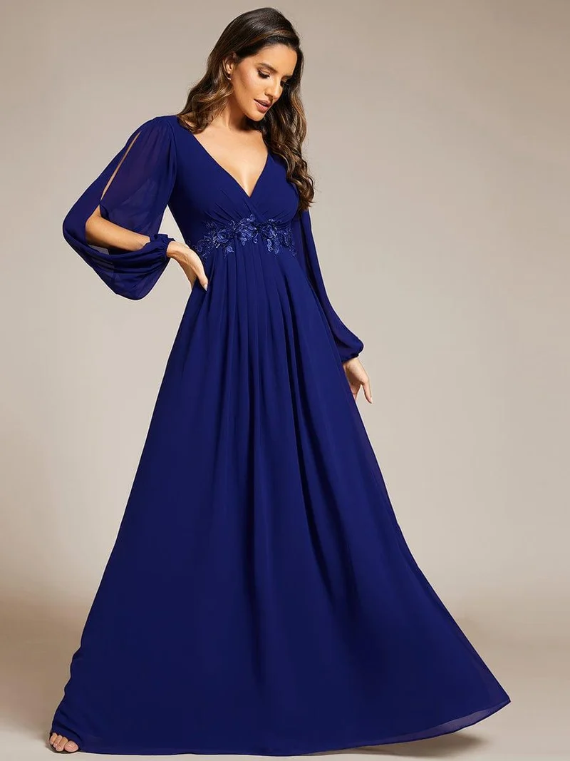 ever AMOUR|Robe de soirée longue et élégante avec manches lanternes