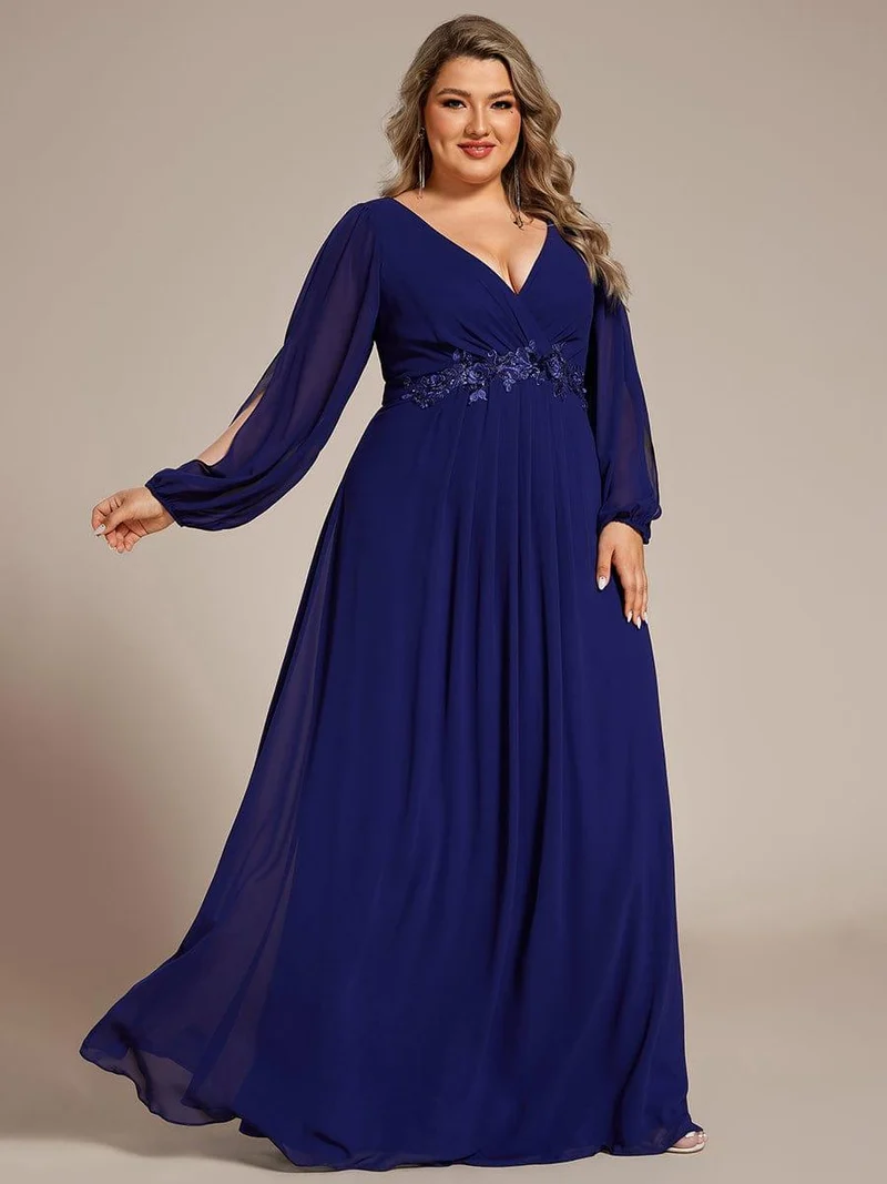 ever AMOUR|Robe de soirée longue et élégante avec manches lanternes
