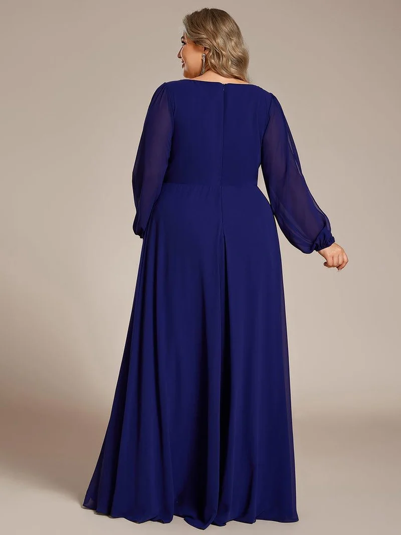 ever AMOUR|Robe de soirée longue et élégante avec manches lanternes