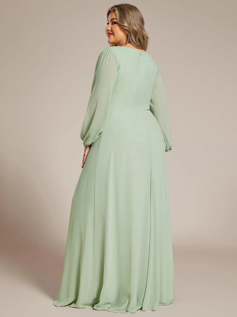 ever AMOUR|Robe de soirée longue et élégante avec manches lanternes