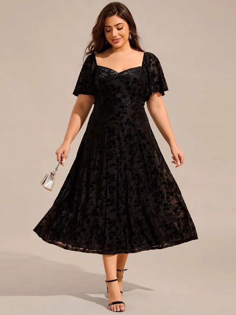 pretty BLOOM|Robe de mariée trapèze en velours imprimé grande taille