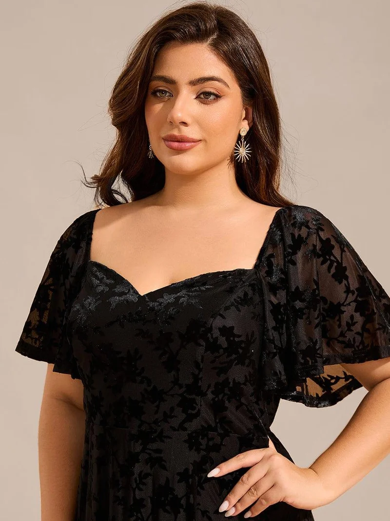 pretty BLOOM|Robe de mariée trapèze en velours imprimé grande taille