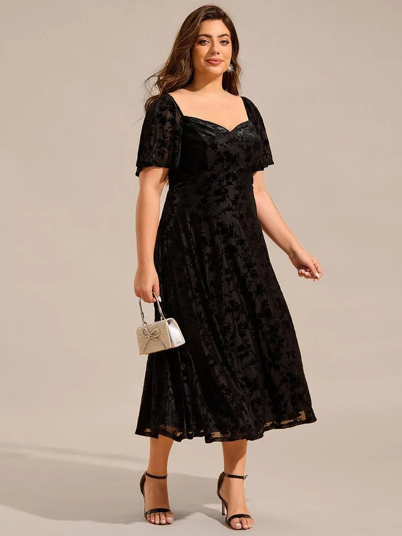 pretty BLOOM|Robe de mariée trapèze en velours imprimé grande taille