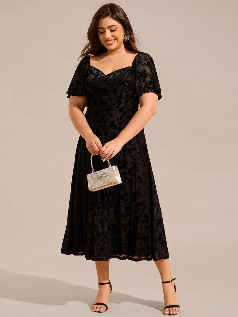 pretty BLOOM|Robe de mariée trapèze en velours imprimé grande taille
