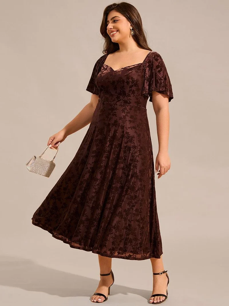 pretty BLOOM|Robe de mariée trapèze en velours imprimé grande taille