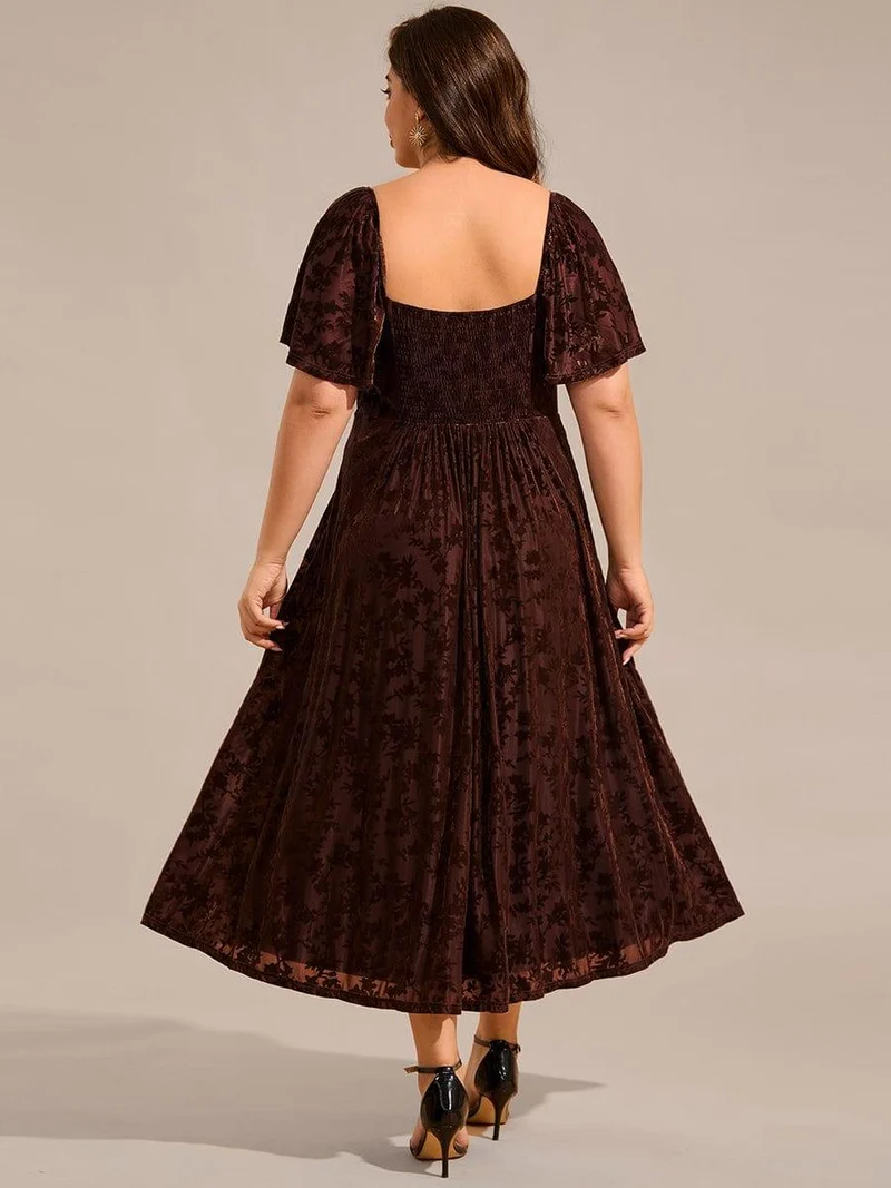 pretty BLOOM|Robe de mariée trapèze en velours imprimé grande taille