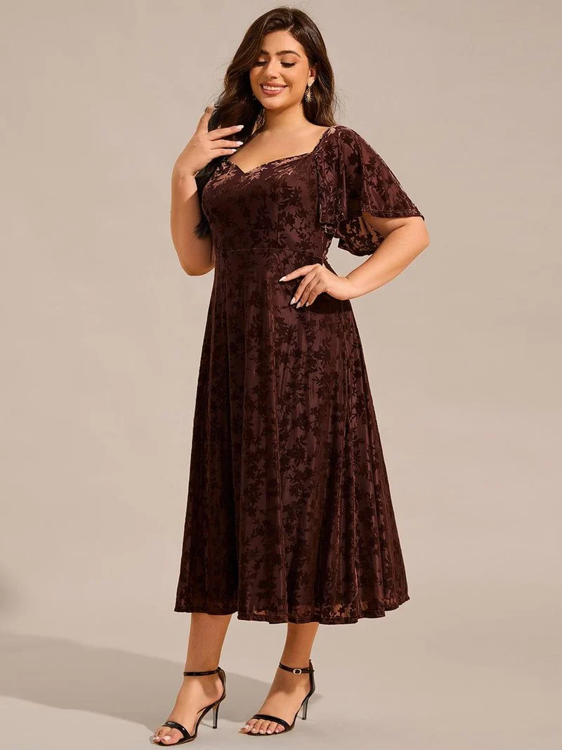 pretty BLOOM|Robe de mariée trapèze en velours imprimé grande taille