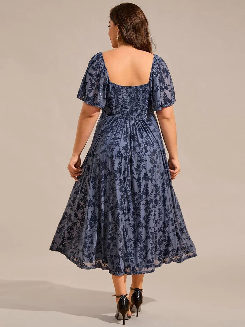 pretty BLOOM|Robe de mariée trapèze en velours imprimé grande taille