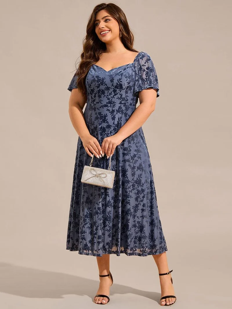 pretty BLOOM|Robe de mariée trapèze en velours imprimé grande taille