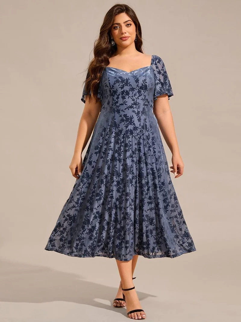 pretty BLOOM|Robe de mariée trapèze en velours imprimé grande taille