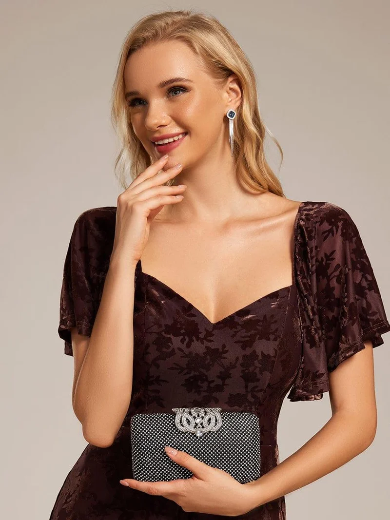 ever BLOOM|Robe de mariée élégante en velours extensible longueur thé