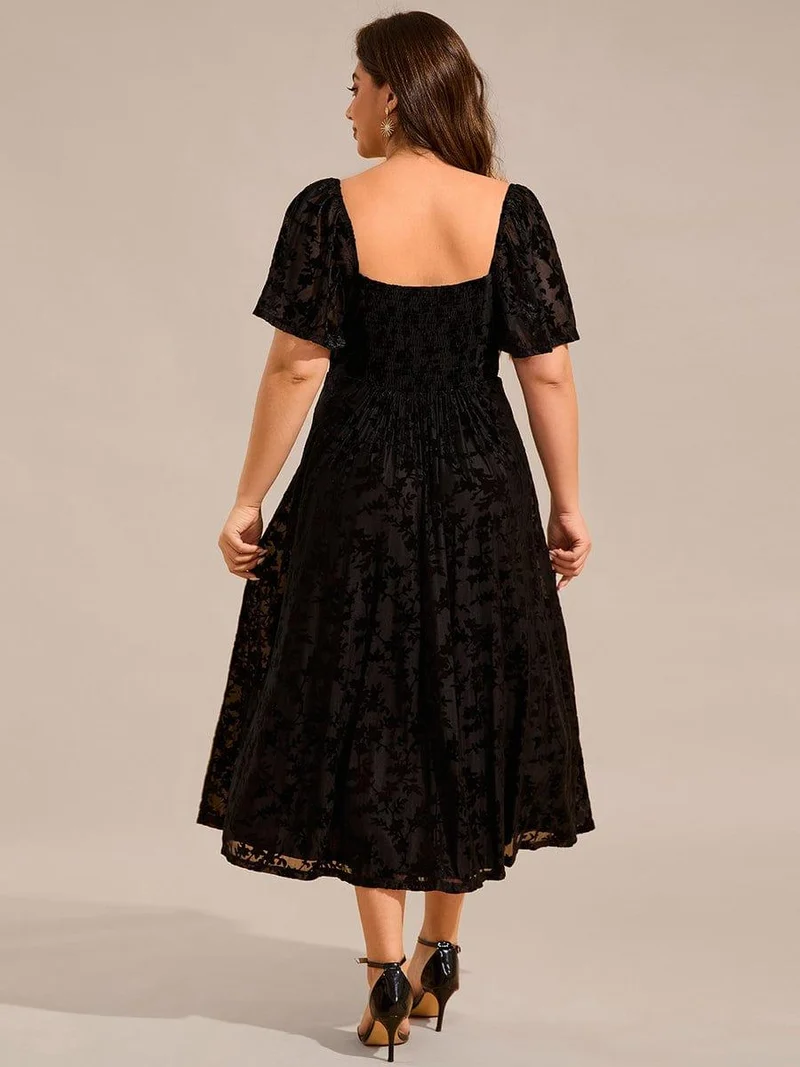 ever BLOOM|Robe de mariée élégante en velours extensible longueur thé