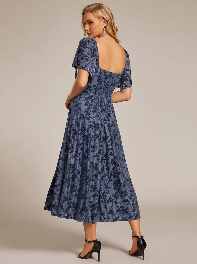 ever BLOOM|Robe de mariée élégante en velours extensible longueur thé