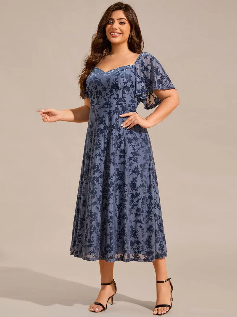 ever BLOOM|Robe de mariée élégante en velours extensible longueur thé