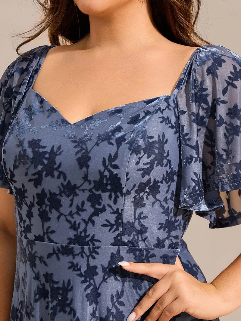 ever BLOOM|Robe de mariée élégante en velours extensible longueur thé
