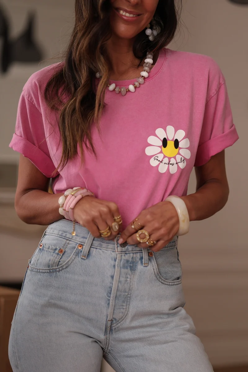Tee-shirt Marguerite rose