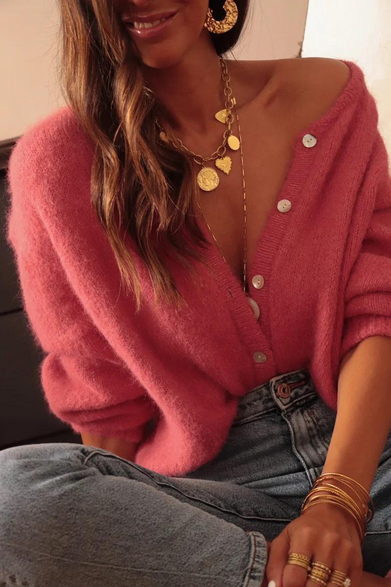 Gilet Abel rose framboise