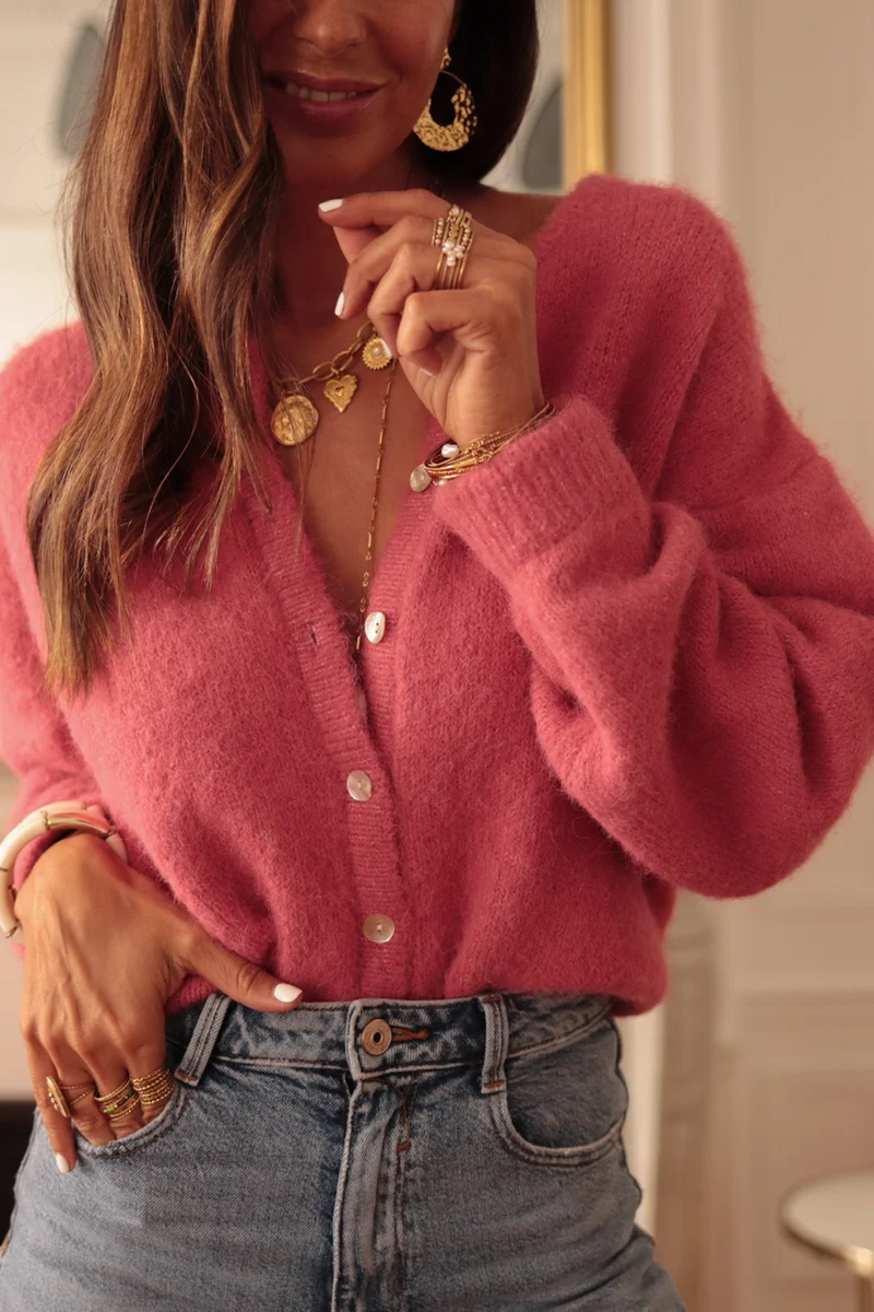Gilet Abel rose framboise
