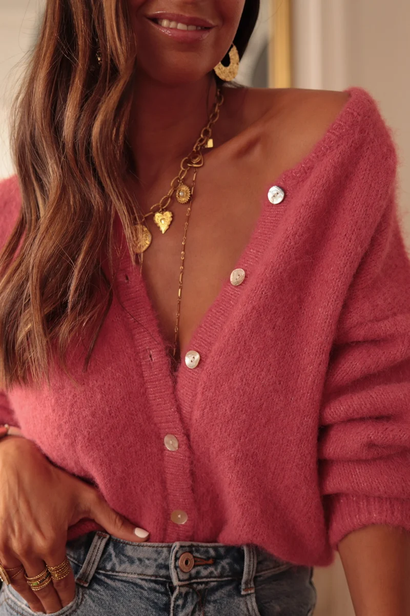 Gilet Abel rose framboise