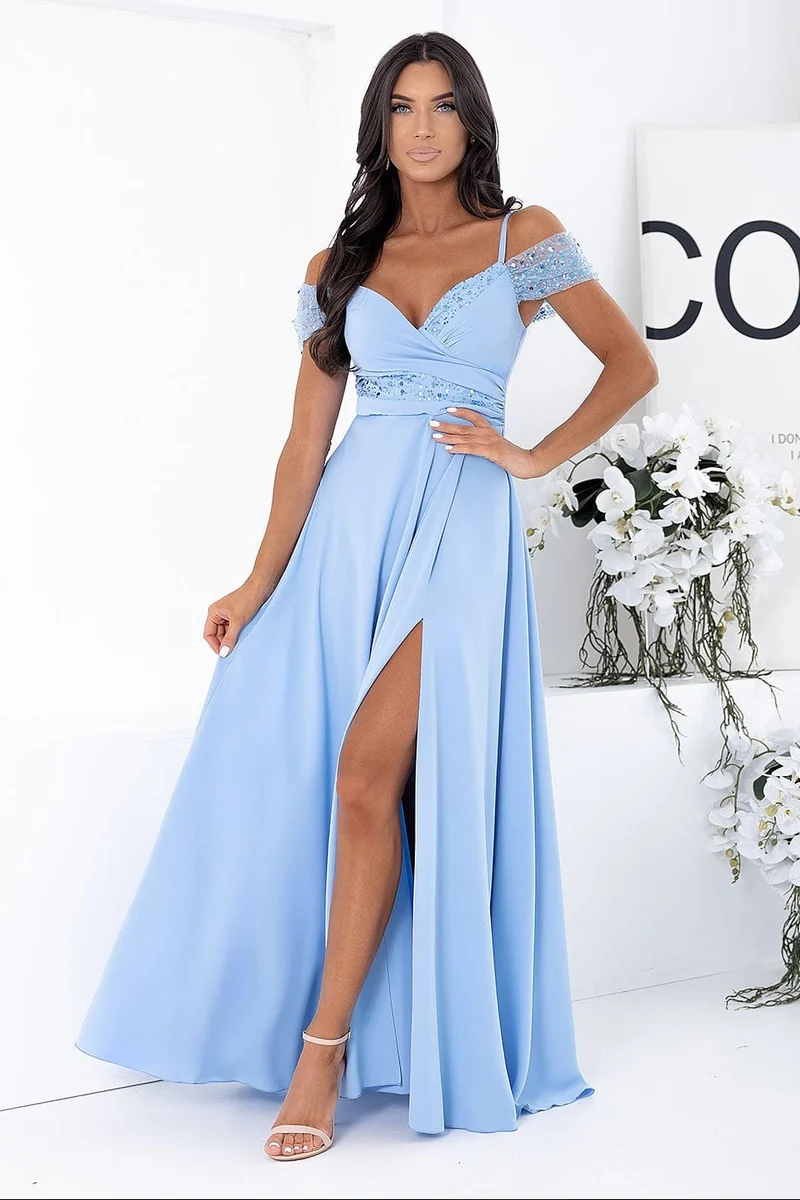 Robe invitée au mariage longue bleue