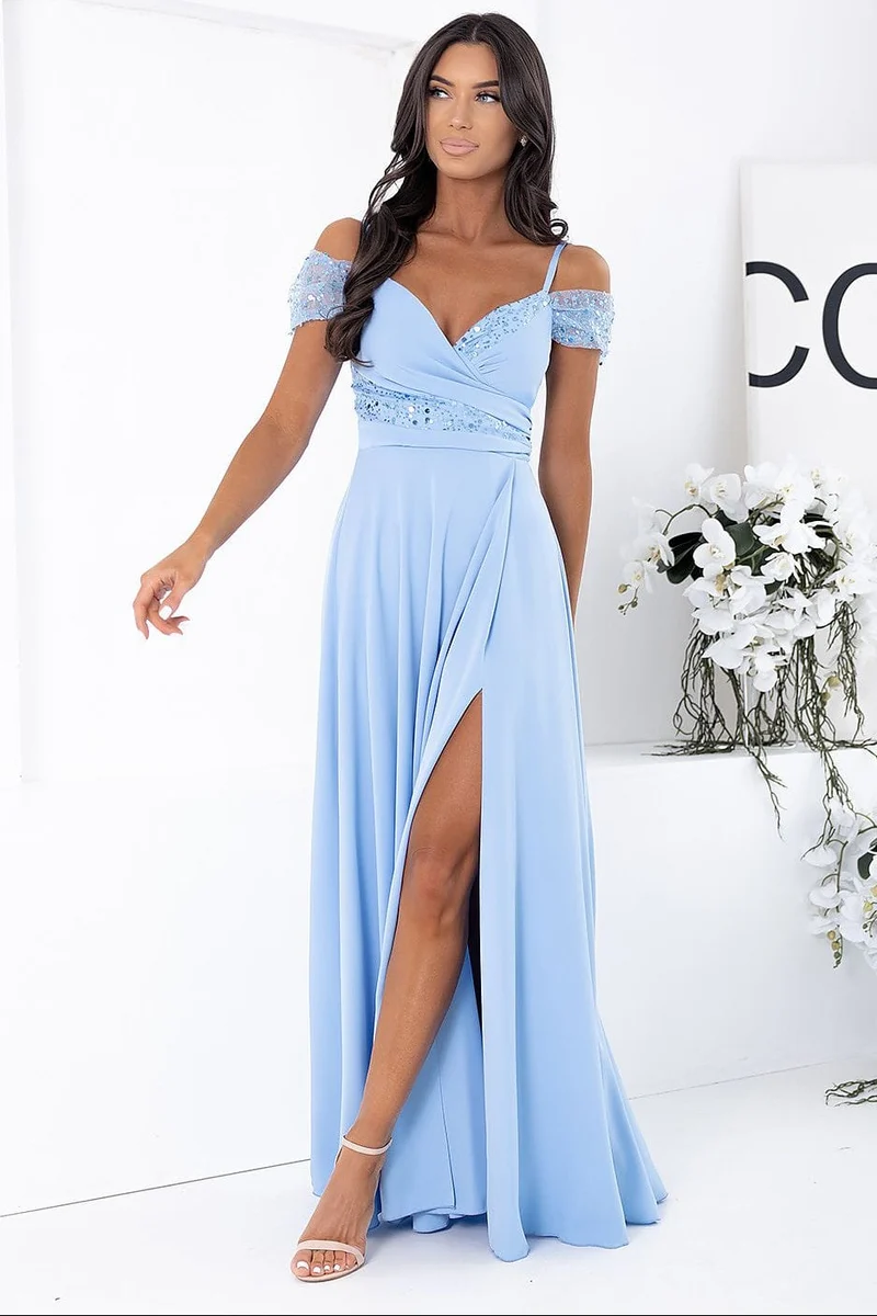 Robe invitée au mariage longue bleue