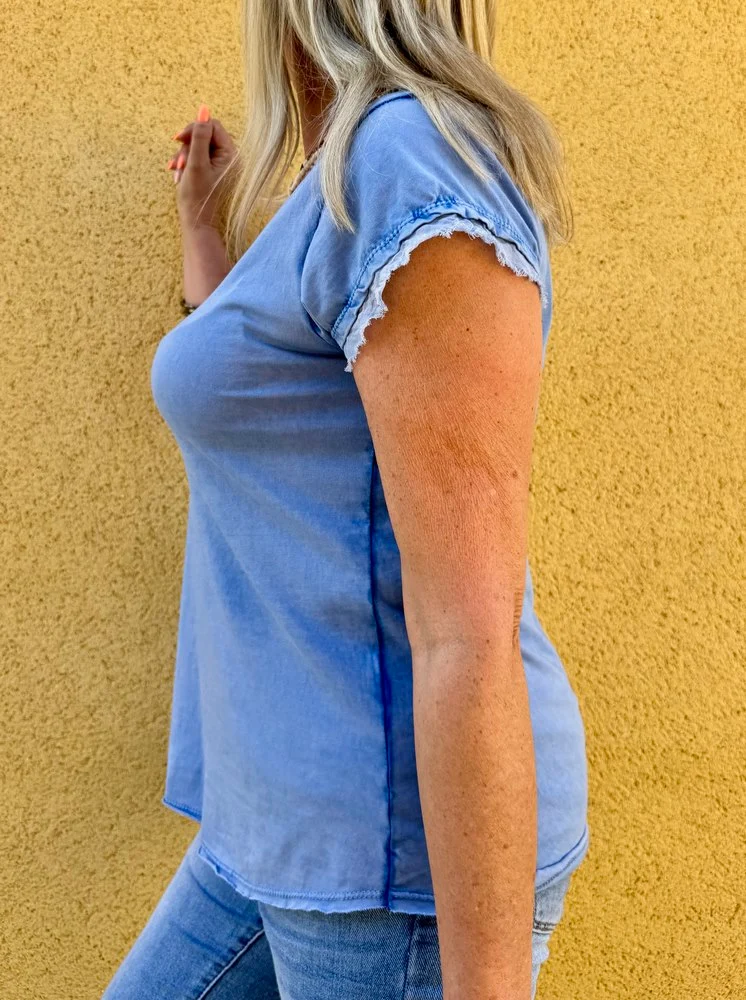 Teeshirt Poisson bleu roi délavé