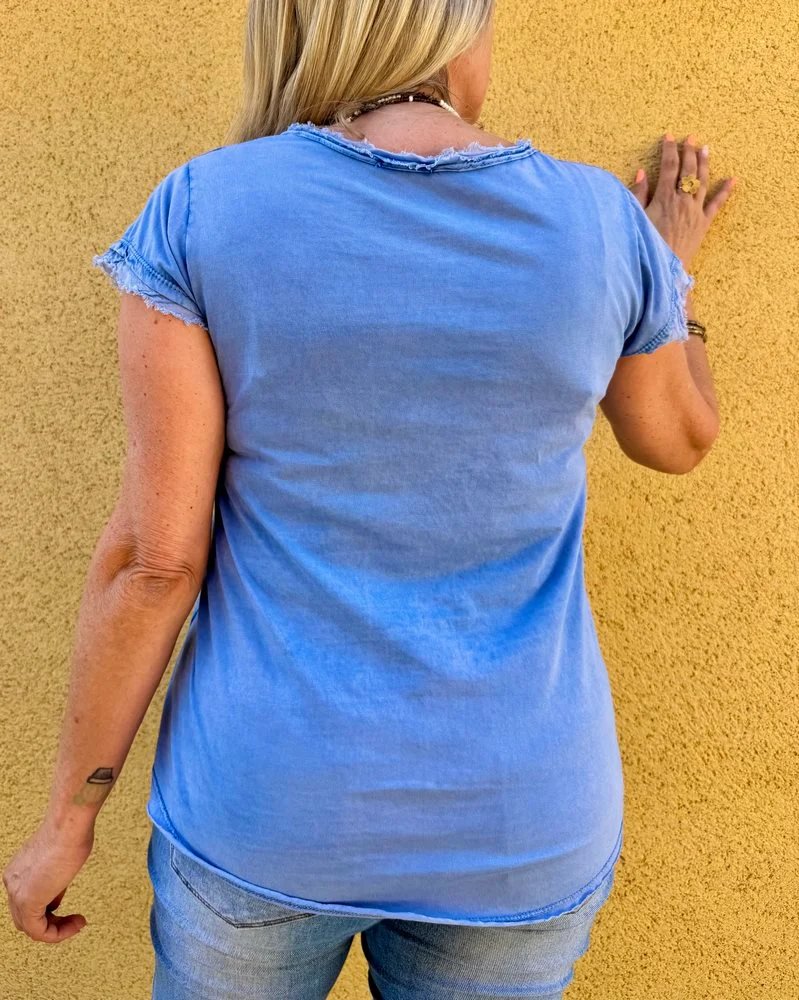 Teeshirt Poisson bleu roi délavé