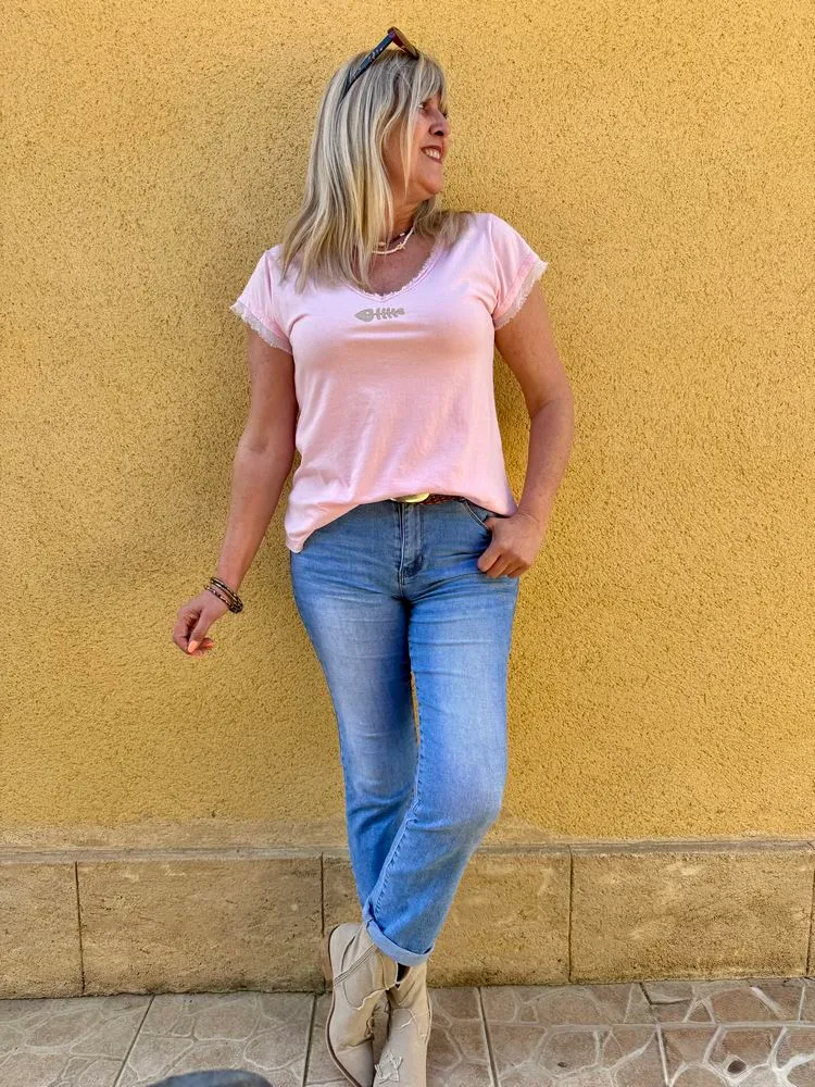Teeshirt Poisson rose acidulé