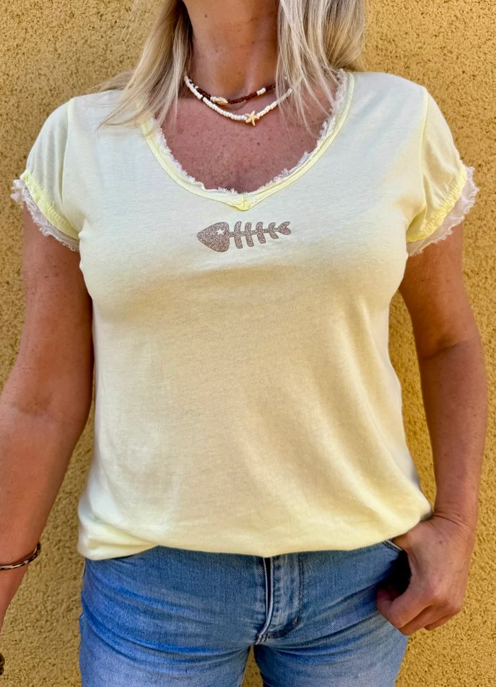 Teeshirt Poisson jaune pâle