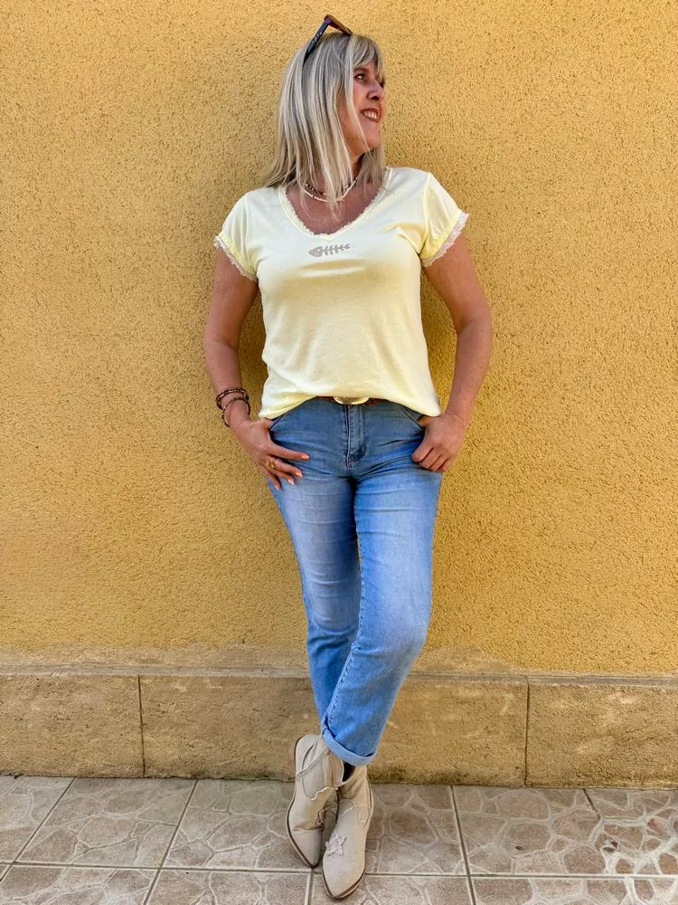 Teeshirt Poisson jaune pâle